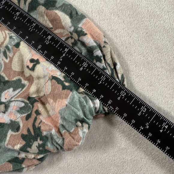 Maeve Anthropologie Blouse Womens Large Floral Print Linen Puff Sleeve Top - Picture 11 of 14